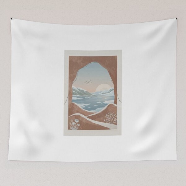 Item preview, Minimalist Winter Lake Abstract Line Art designed and sold by HTBstore.