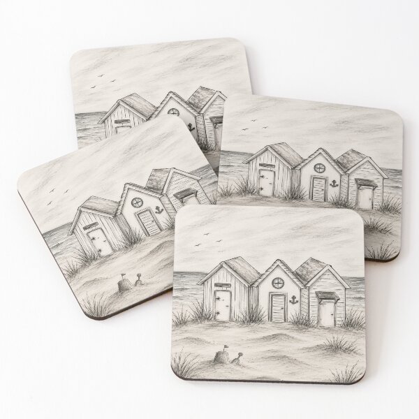 Item preview, Minimalist Coastal Beach Huts Nautical Wall Art designed and sold by TheSlowShore.