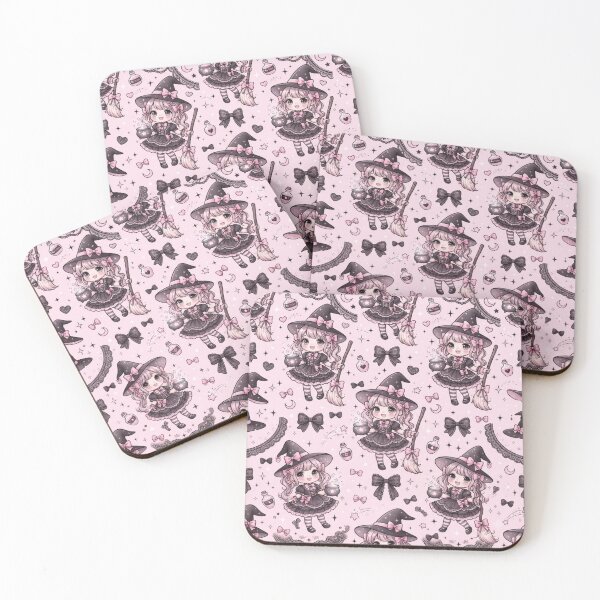 Item preview, Cute Kawaii Pink Witch Halloween Pattern designed and sold by KelliesGrafix.