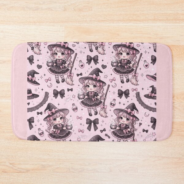 Item preview, Cute Kawaii Pink Witch Halloween Pattern designed and sold by KelliesGrafix.