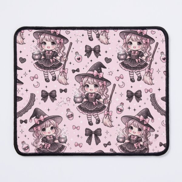 Item preview, Cute Kawaii Pink Witch Halloween Pattern designed and sold by KelliesGrafix.