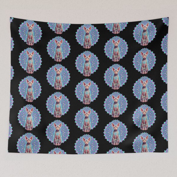 Item preview, Psychedelic Sphinx: Sacred Geometry & Vaporwave Mandala designed and sold by CatstheticShop1.