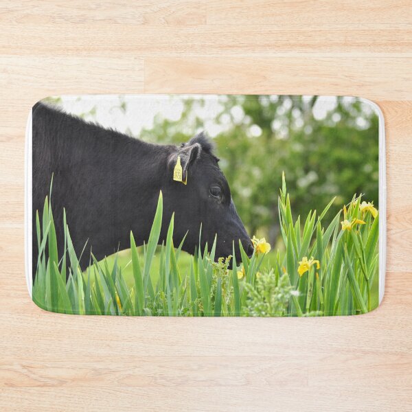 Item preview, Black Cow Among Yellow Iris Flowers designed and sold by Shanguai.
