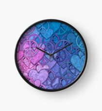 Peace and Love Collage Clock