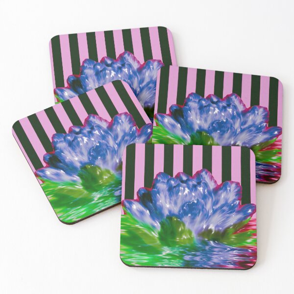 Item preview, Surreal Blue Flower With Pink Stripes designed and sold by bubblegoth.