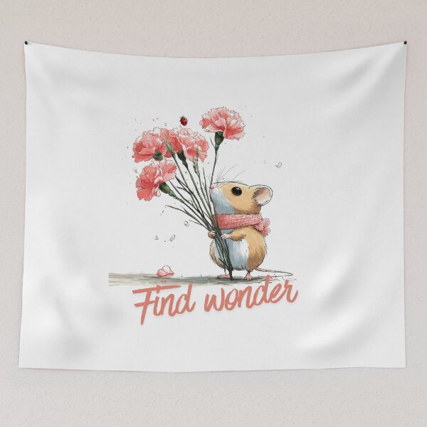 Item preview, Find Wonder Whimsical Mouse Wildflower Illustration designed and sold by CleanDecor.