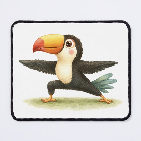 Item preview, Warrior 2 Pose Toucan Yoga Watercolor Print designed and sold by YogiAnimalArt.