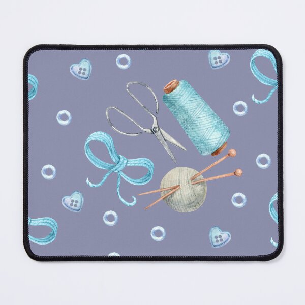 Item preview, Watercolor Sewing and Knitting Seamless Pattern with Scissors, Thread, Knitting Needles and Bows designed and sold by Sasha Zinch Design.