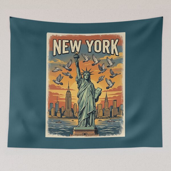 Item preview, New York Pigeon Vintage Travel Poster designed and sold by azule1.