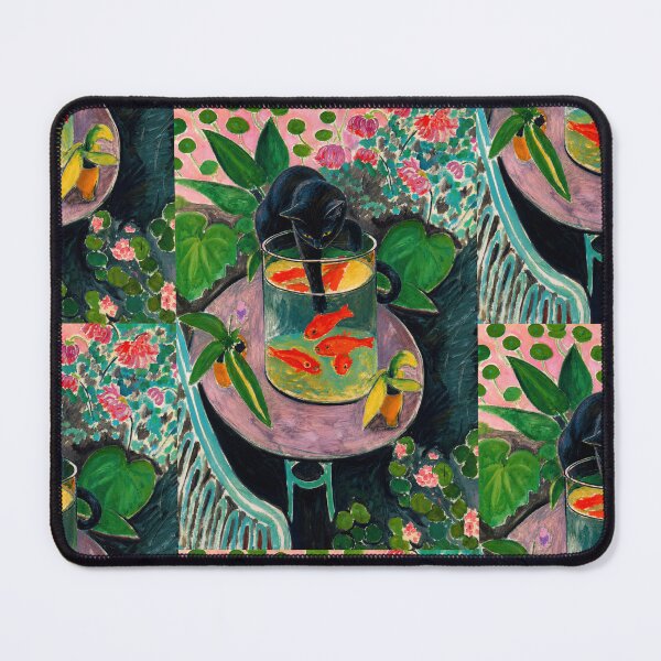 Item preview, Black Cat with Goldfish After Henri Matisse | Fauvist Botanical Wall Art Poster designed and sold by artofuniverse.