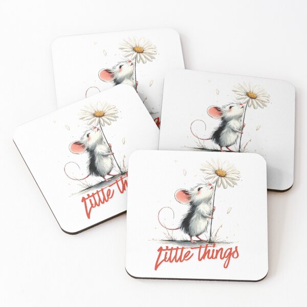 Item preview, Little Things Cute Mouse Cozy Floral Illustration designed and sold by CleanDecor.