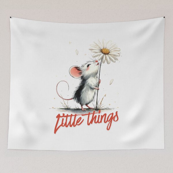 Item preview, Little Things Cute Mouse Cozy Floral Illustration designed and sold by CleanDecor.