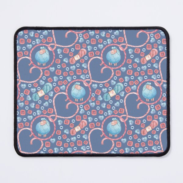 Item preview, Watercolor Knitting Sheep Seamless Pattern with Yarn Hearts and Buttons designed and sold by Sasha Zinch Design.