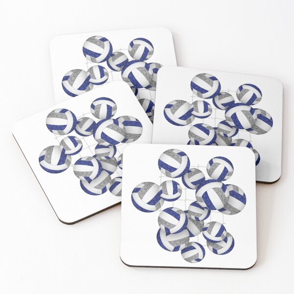 Item preview, Navy blue & gray girly volleyballs pattern with net accent designed and sold by katzdzynes.