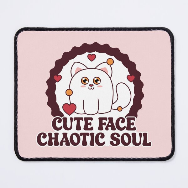 Item preview, Cute Face Chaotic Soul - Funny Kawaii Cat & Retro Typography designed and sold by the-Z3nith.