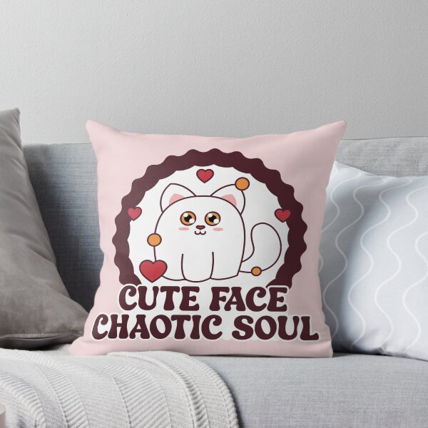 Item preview, Cute Face Chaotic Soul - Funny Kawaii Cat & Retro Typography designed and sold by the-Z3nith.