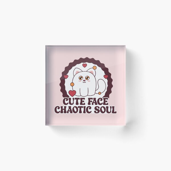 Item preview, Cute Face Chaotic Soul - Funny Kawaii Cat & Retro Typography designed and sold by the-Z3nith.