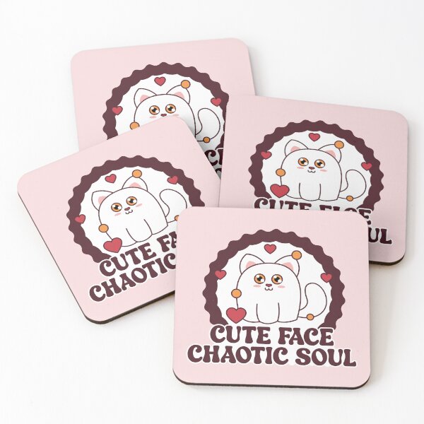 Item preview, Cute Face Chaotic Soul - Funny Kawaii Cat & Retro Typography designed and sold by the-Z3nith.