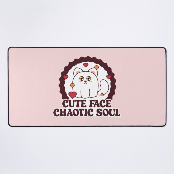 Item preview, Cute Face Chaotic Soul - Funny Kawaii Cat & Retro Typography designed and sold by the-Z3nith.