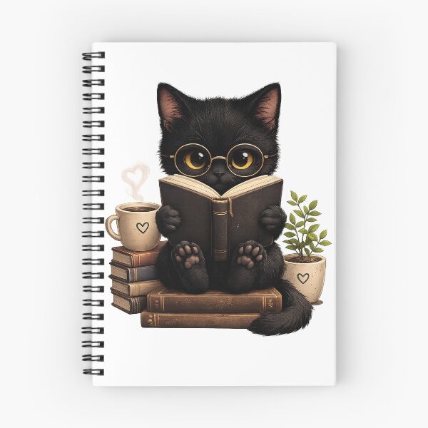 Item preview, Cute Black Cat Reading a Book designed and sold by Rhimoushop.