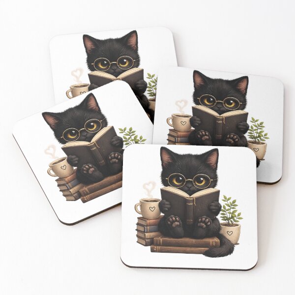 Item preview, Cute Black Cat Reading a Book designed and sold by Rhimoushop.