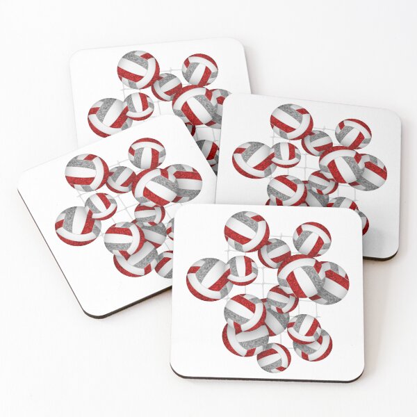 Item preview, Red & gray girly volleyballs pattern with net accent designed and sold by katzdzynes.