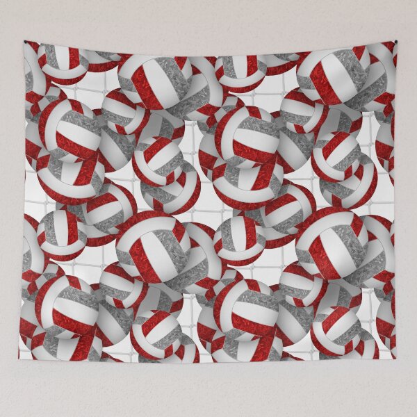 Item preview, Red & gray girly volleyballs pattern with net accent designed and sold by katzdzynes.