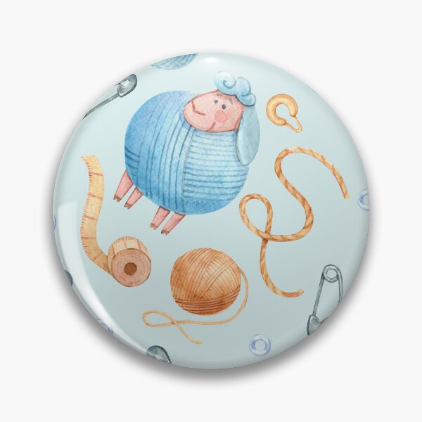 Item preview, Watercolor Knitting Sheep Seamless Pattern with Yarn Balls and Craft Accessories designed and sold by White Rabbit Design .