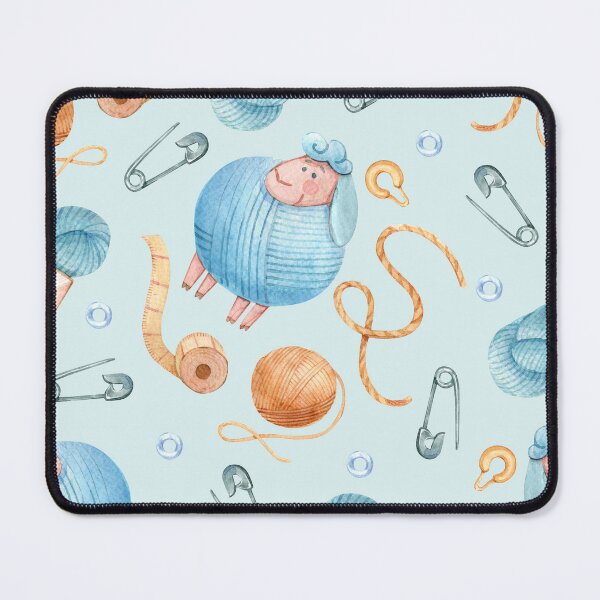 Item preview, Watercolor Knitting Sheep Seamless Pattern with Yarn Balls and Craft Accessories designed and sold by White Rabbit Design .