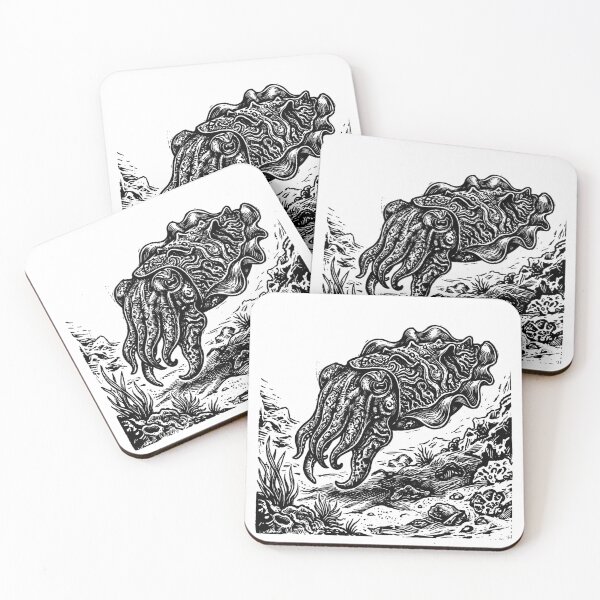 Item preview, Vintage Woodcut Flamboyant Cuttlefish Illustration designed and sold by DuckOddity.