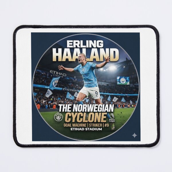Item preview, Erling Haaland Manchester City Circular Poster Art Print designed and sold by Art Wave Studio.