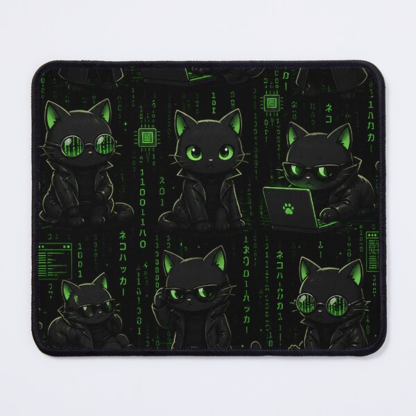 Item preview, Cyber Hacker Black Cats Kawaii | Cute Cyberpunk Cat Pattern designed and sold by M.Store.