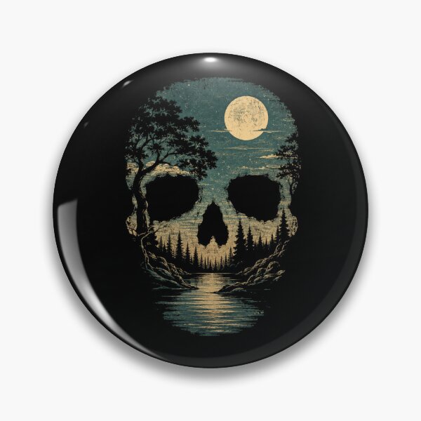 Item preview, Vintage Skull Forest Moonlight Retro Nature Gothic Landscape designed and sold by Moizento.