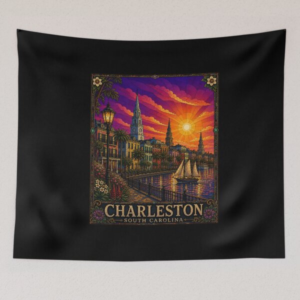 Item preview, Charleston South Carolina Stained Glass Art Print | Lowcountry Gift designed and sold by Swanny's Custom T-shirt and Gift Designs.