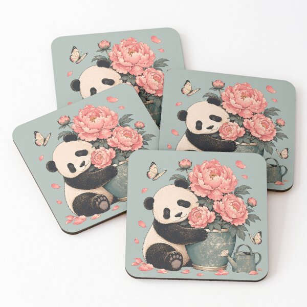 Item preview, Vintage Floral Panda with Pink Peonies designed and sold by VIVID COLORS CLUB.