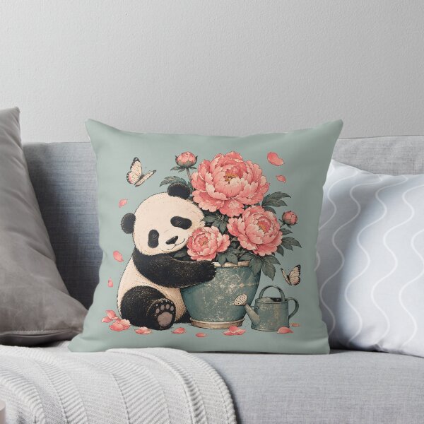Item preview, Vintage Floral Panda with Pink Peonies designed and sold by VIVID COLORS CLUB.