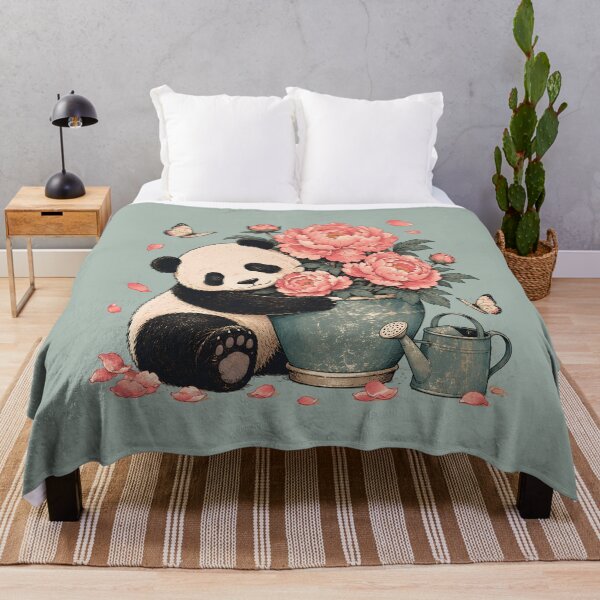 Item preview, Vintage Floral Panda with Pink Peonies designed and sold by VIVID COLORS CLUB.