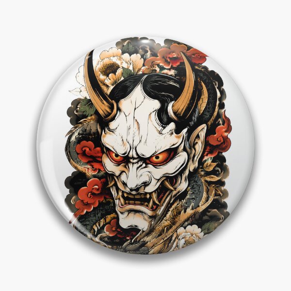 Item preview, Hannya Mask with Japanese Dragon | Traditional Yokai Tattoo Art designed and sold by kaxymax.