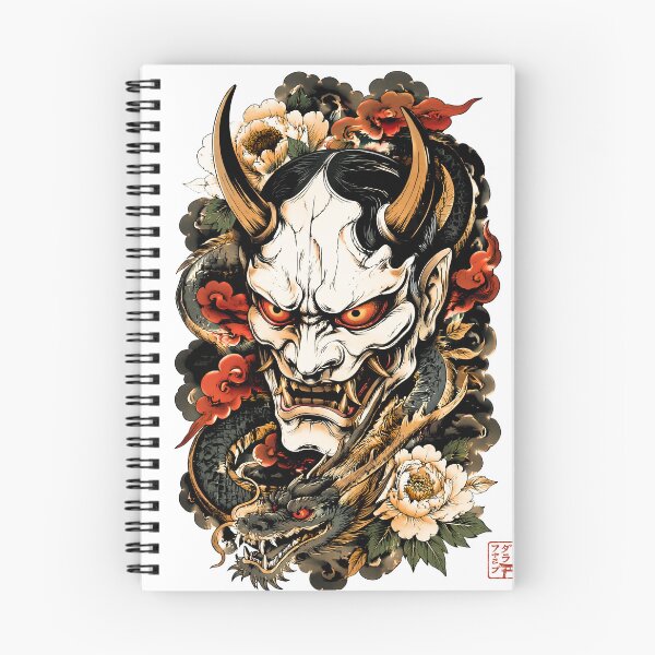Item preview, Hannya Mask with Japanese Dragon | Traditional Yokai Tattoo Art designed and sold by kaxymax.