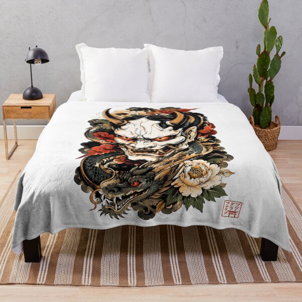 Item preview, Hannya Mask with Japanese Dragon | Traditional Yokai Tattoo Art designed and sold by kaxymax.