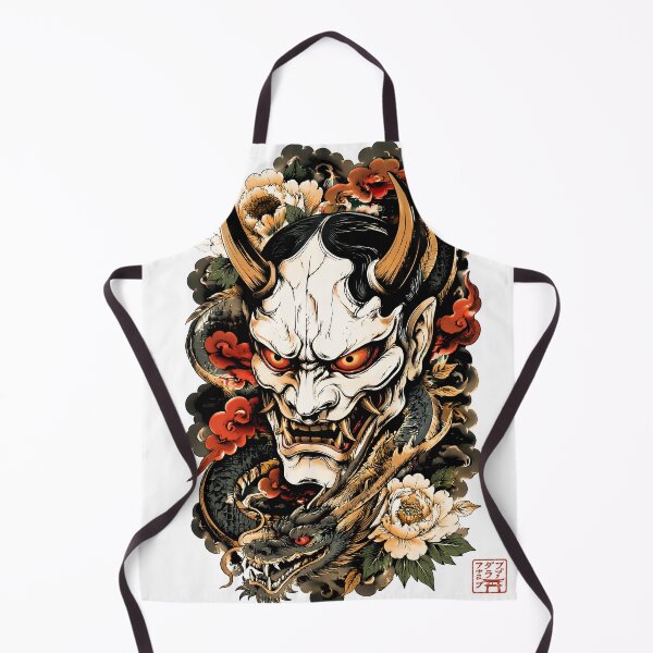 Item preview, Hannya Mask with Japanese Dragon | Traditional Yokai Tattoo Art designed and sold by kaxymax.
