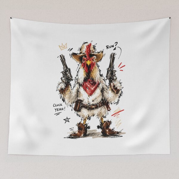 Item preview, Cluck Yeah! Cowboy Rooster with Pistols – Funny Hand-Drawn Art designed and sold by RamyGallery.