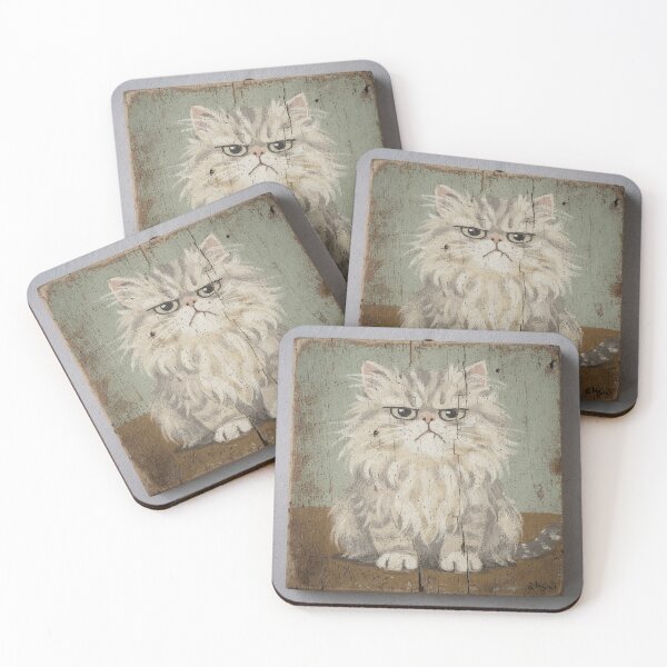 Item preview, Grumpy Flat-Faced Persian Cat Folk Art designed and sold by PictorialWhimsy.