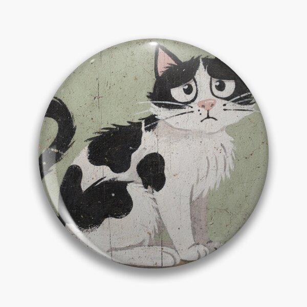 Item preview, Skeptical Cow-Patch Cat Folk Art designed and sold by PictorialWhimsy.