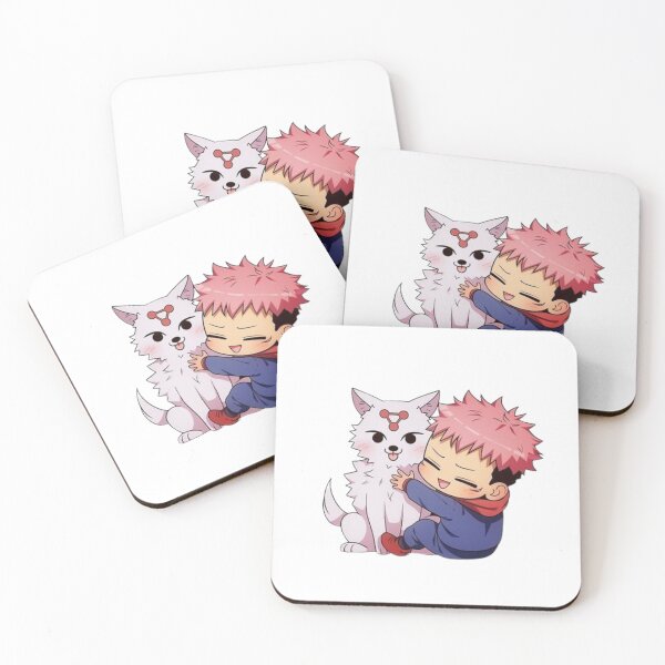 Item preview, Happy Pink Haired Student Hugging Fluffy White Shikigami Hound designed and sold by Snowdog-Art.