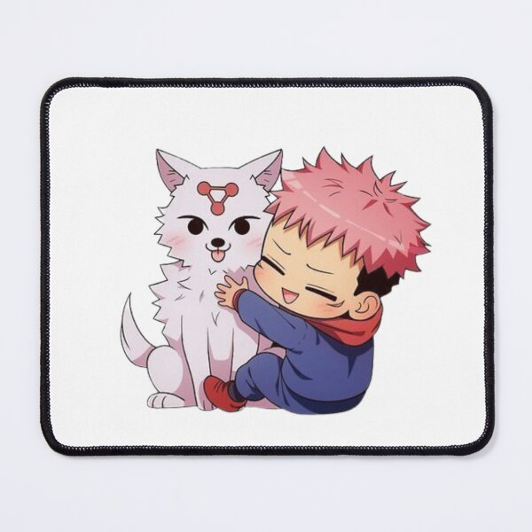Item preview, Happy Pink Haired Student Hugging Fluffy White Shikigami Hound designed and sold by Snowdog-Art.