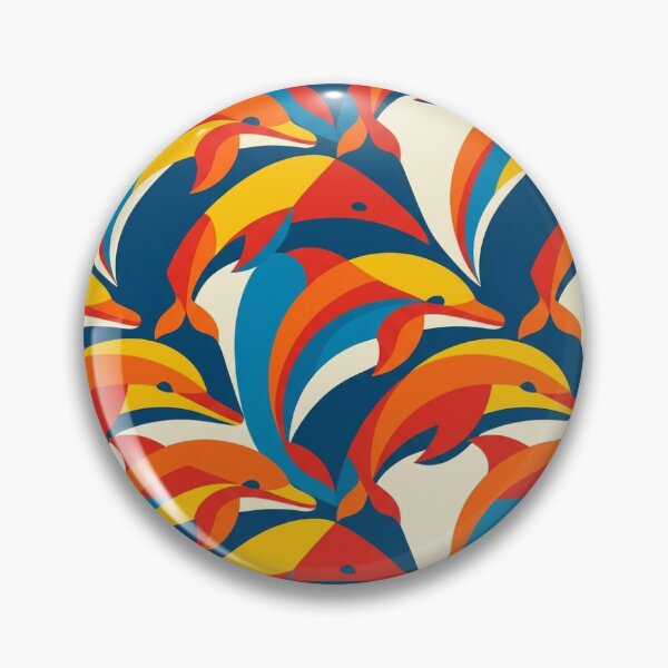 Item preview, Retro Sunset Dolphin Ocean Art - Vibrant Orange Blue Tropical Pattern designed and sold by OddlySticky.