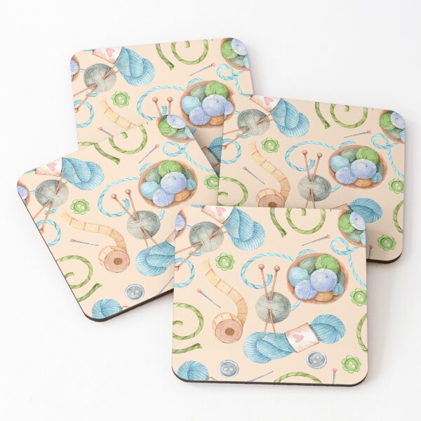 Item preview, Watercolor Knitting Supplies Seamless Pattern with Yarn Needles and Craft Accessories designed and sold by White Rabbit Design .