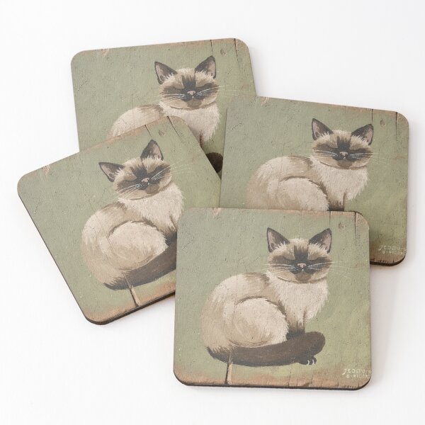 Item preview, Sleepy Siamese Cat Loaf Folk Art designed and sold by PictorialWhimsy.