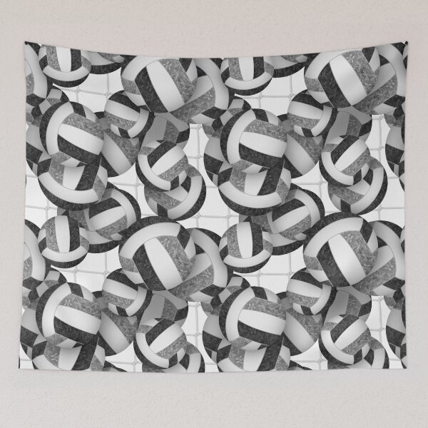 Item preview, Black & gray girly volleyballs pattern with net accent designed and sold by katzdzynes.